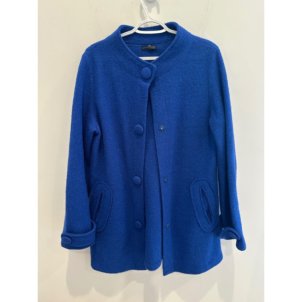 Collection by John Meyer Royal Blue 100% Boiled Wool snap Front Coat Jacket M